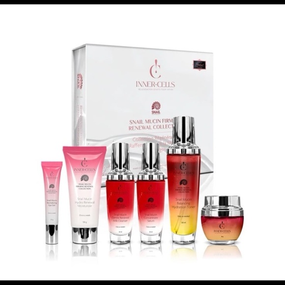 Snail Mucin Firming Skincare Set - Pink and White